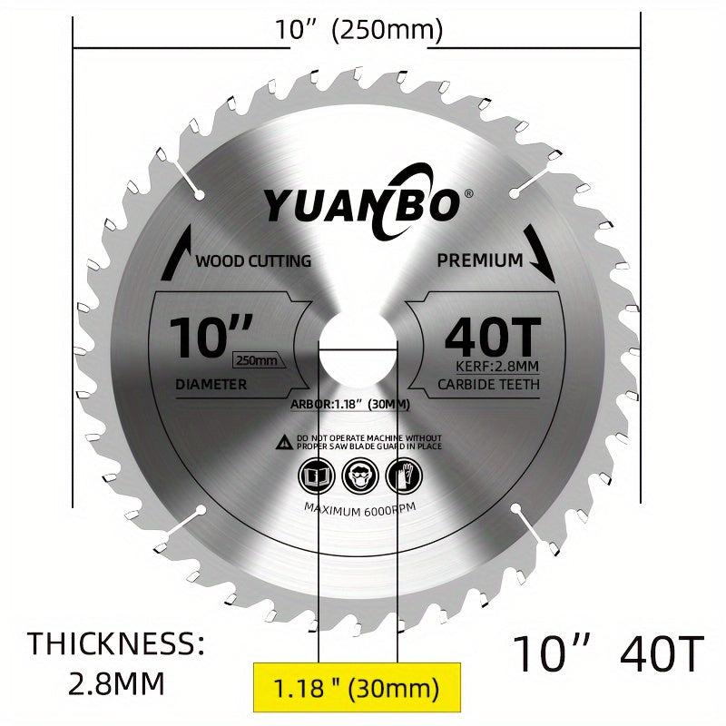 1pc 250mm*30mm circular saw blade, fast cutting, suitable for softwood and hardwood, blockboard and particleboard
