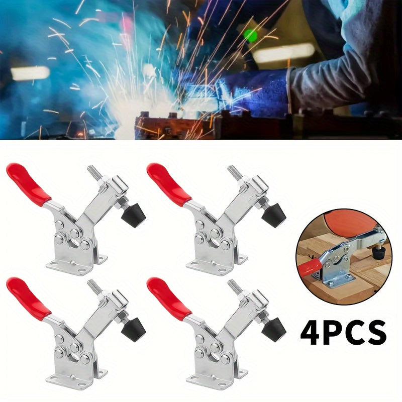 4pcs Heavy Duty GH-201B Toggle Clamps - 100kg Quick Release, Rust-Resistant Steel with Comfort Rubber Handle for DIY Projects & Crafts