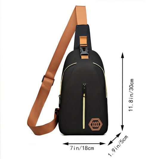 Boys Fashion Casual Crossbody Bag - Lightweight, Large Capacity Crossbody Chest Bag for Daily Commuting and Cycling, Adjustable Shoulder Strap, Black Nylon