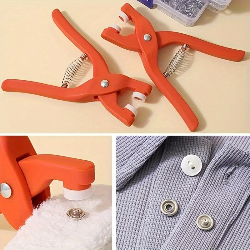 50 Sets, Snap Button Kit with Hand Pressure Pliers & 50pcs Snaps & 1 Clear Box, Stainless Steel Snaps for Sewing, DIY Crafts, Clothes, Hats, Bags - Industrial Sewing Supplies