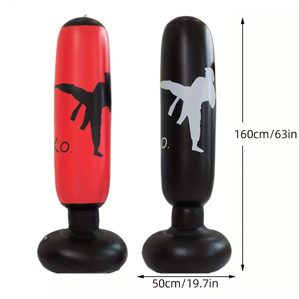 Inflatable Punching Bag - Freestanding Boxing, Karate and Taekwondo Training Punching Post - Target Focus Bag for Home Gym Practice Kicks and Punches - Durable PVC Fabric - For Ages 14+