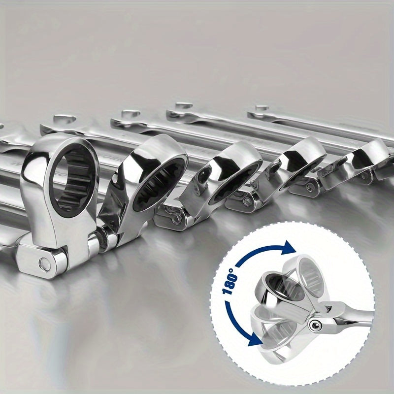 10mm Flexible Head Ratchet Wrench Set - Auto Repair Dual-Purpose Steel Gear Tool 1 Piece