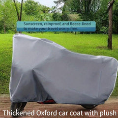 1 Pack Heavy Duty All Weather Motorcycle Cover, UV Protection, Dust and Rain Proof Polyester, Fleece Lining, Thickened Oxford Car Jacket with Plush for Outdoor Storage