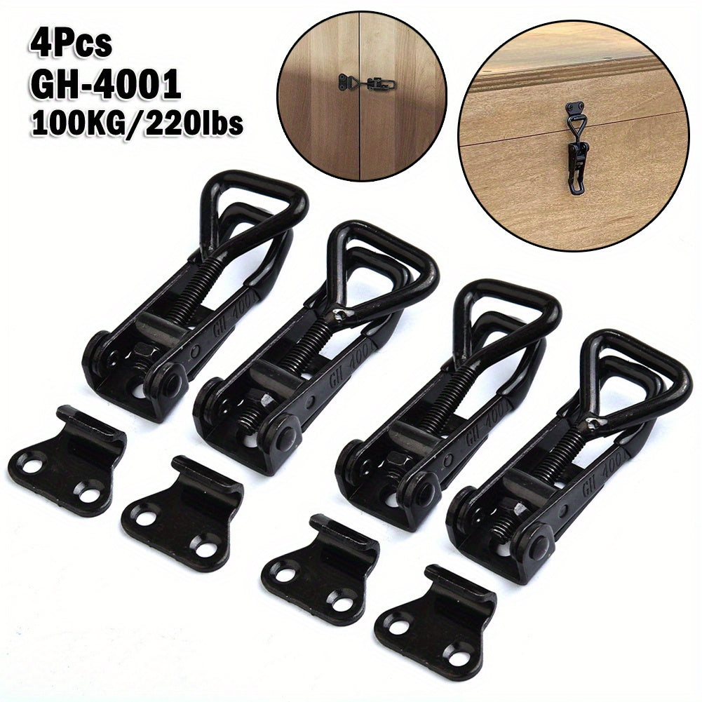 4Pcs Heavy Duty Iron Toggle Clamps Adjustable Lever Lock Safe