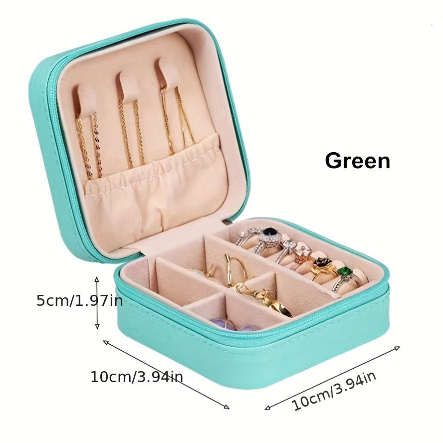 1 Piece Faux Leather Jewelry Storage Box, Portable Travel Jewelry Box with Compartments for Rings, Necklaces, Earrings, Bracelets - Unfinished, Freestanding Style Storage Solution for Bedroom, Dressing Table, Drawer Organization