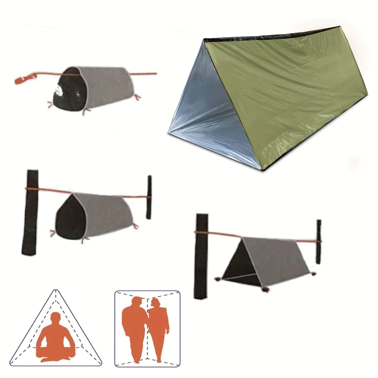 Portable First Aid Tent for 2 People - Waterproof, Windproof, Warm Emergency Shelter with Mylar Blanket - Great for Outdoor Camping and Emergencies