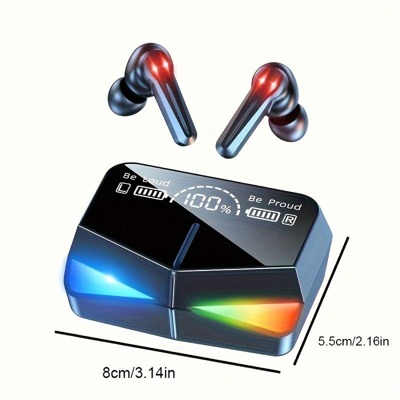 Tws Low Latency Gaming Earbuds HiFi Stereo, LED Charging Box, Touch Volume Control High Fidelity Wireless Headphones with RGB Effect, Noise Cancelling Microphone, Fast Charging Earphones