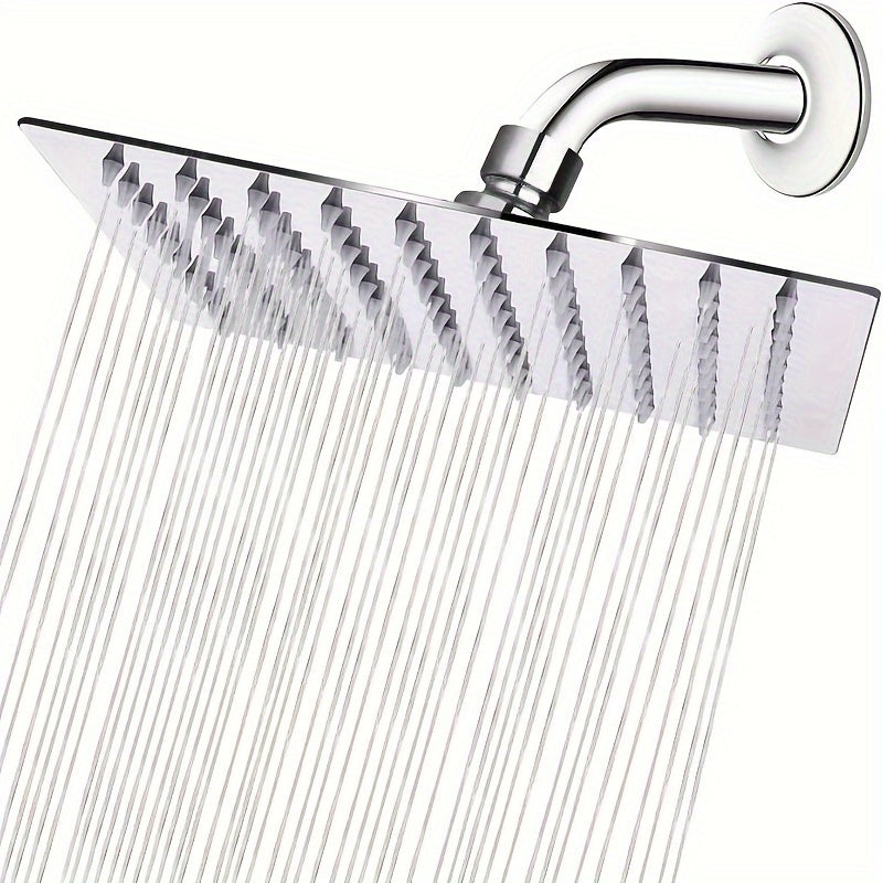 Square Stainless Steel Rain Shower Head - Easy to install, no electricity required, perfect for bathroom upgrades
