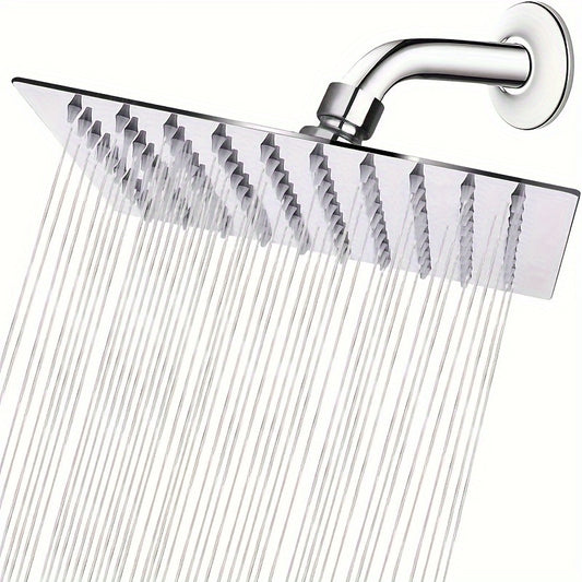 Square Stainless Steel Rain Shower Head - Easy to install, no electricity required, perfect for bathroom upgrades