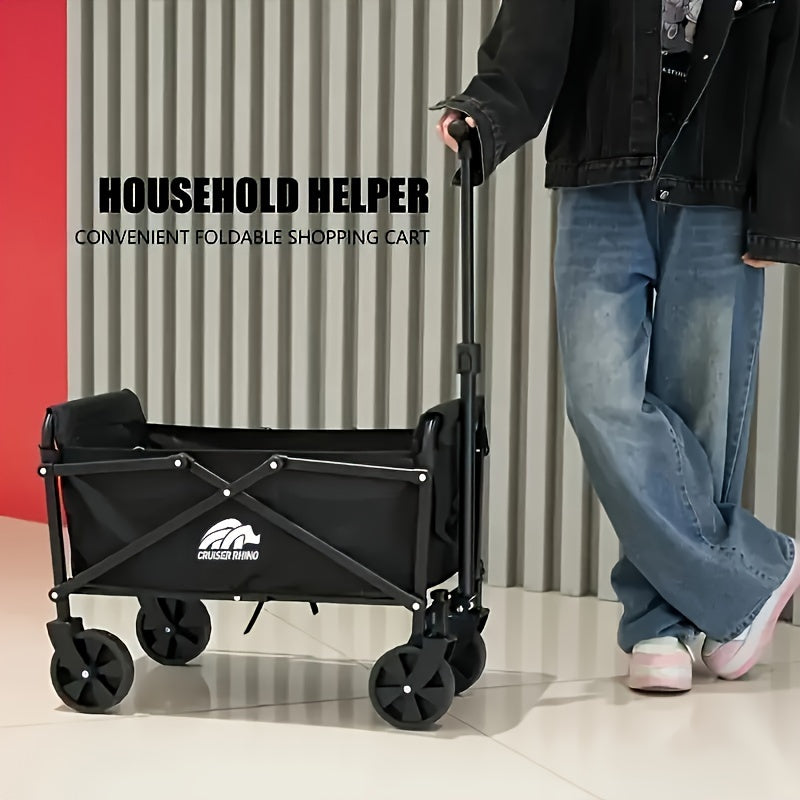 Versatile Heavy Duty Folding Cart - Perfect for the Beach, Boat, Pets, Groceries and Camping | Easy to Store, All Terrain Wheels, Black