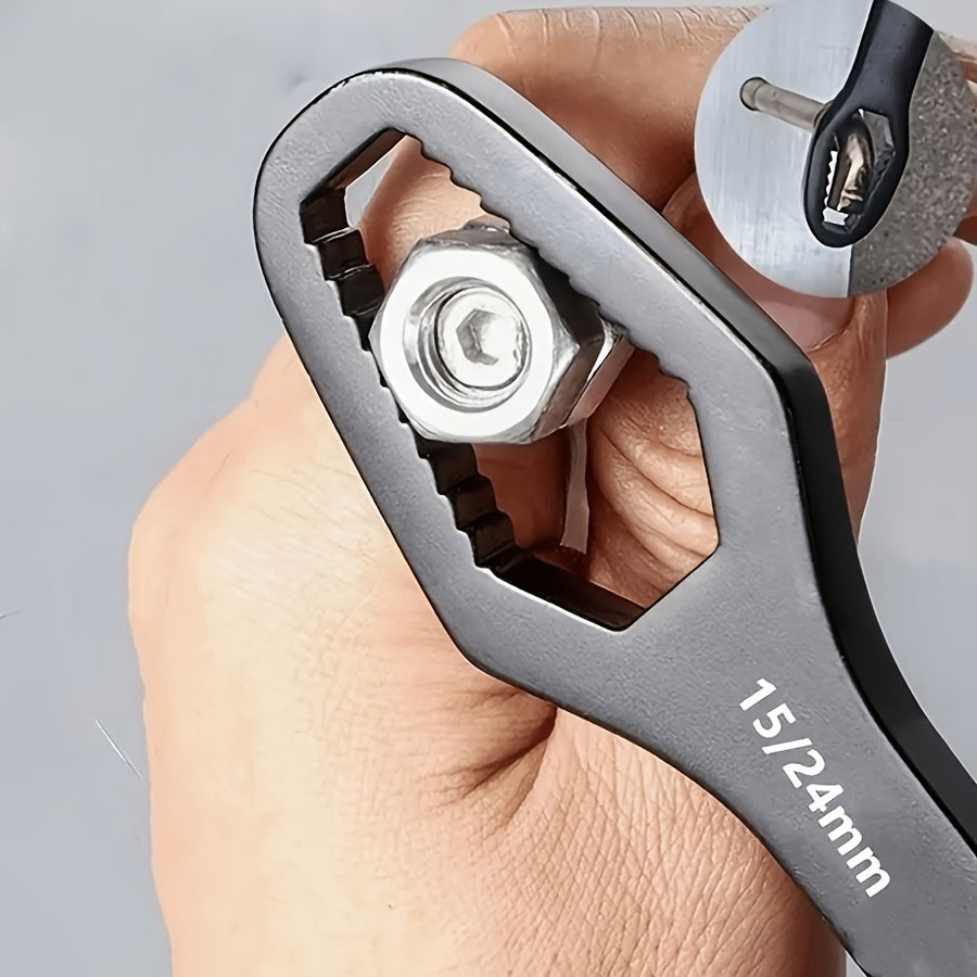 1pc Heavy-Duty Adjustable Torx Wrench Dual-Head Spanner with 5mm Thick Metal Construction 3-17mm