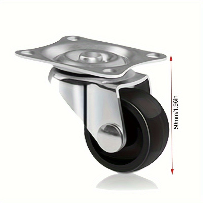 4-Piece Heavy Duty Mini Casters - Rigid Non-Swivel PP Plastic Rollers with Metal Top Plate for Furniture, Cabinets and Small Appliances