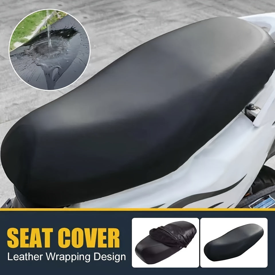 Waterproof Motorcycle Seat Cover - Universal PU Leather Scooter Seat Protector with Rain and Sun Protection for Outdoor Accessories