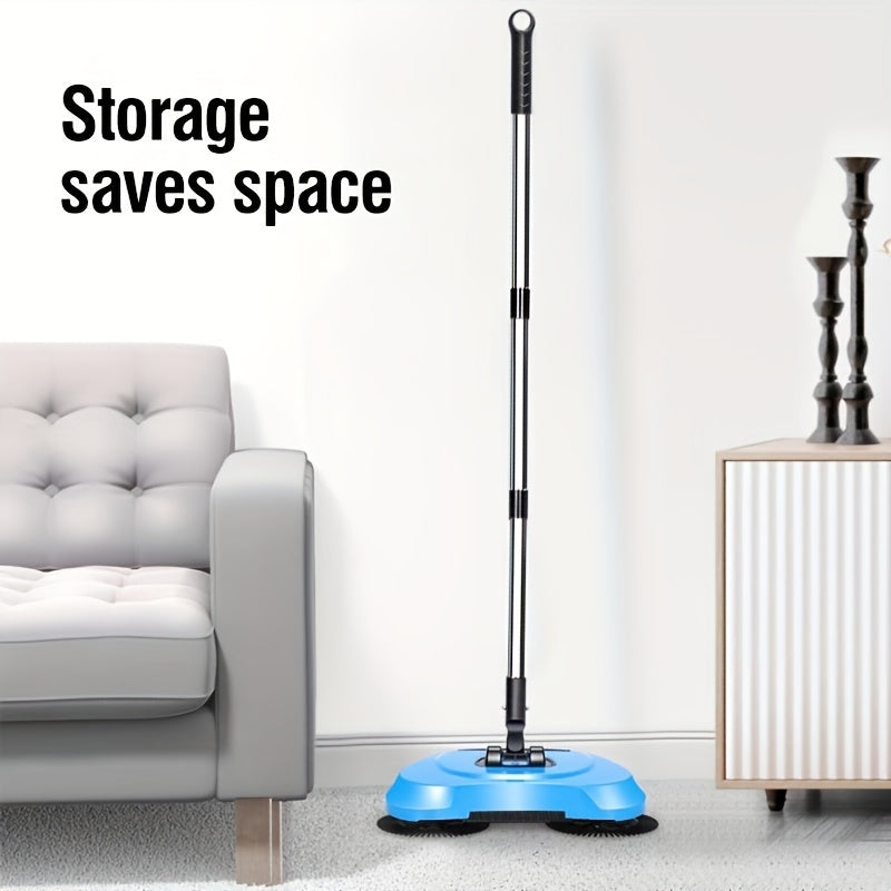 3-in-1 Manual Push Broom - Multi-function Cleaning Tool with Sweeping and Mopping Functions - Spiral System for Deep Cleaning - Crumb, Pet Hair and Dust Remover for Home, Office, Kitchen - Essential for Hardwood, Tile, Floor Cleaning