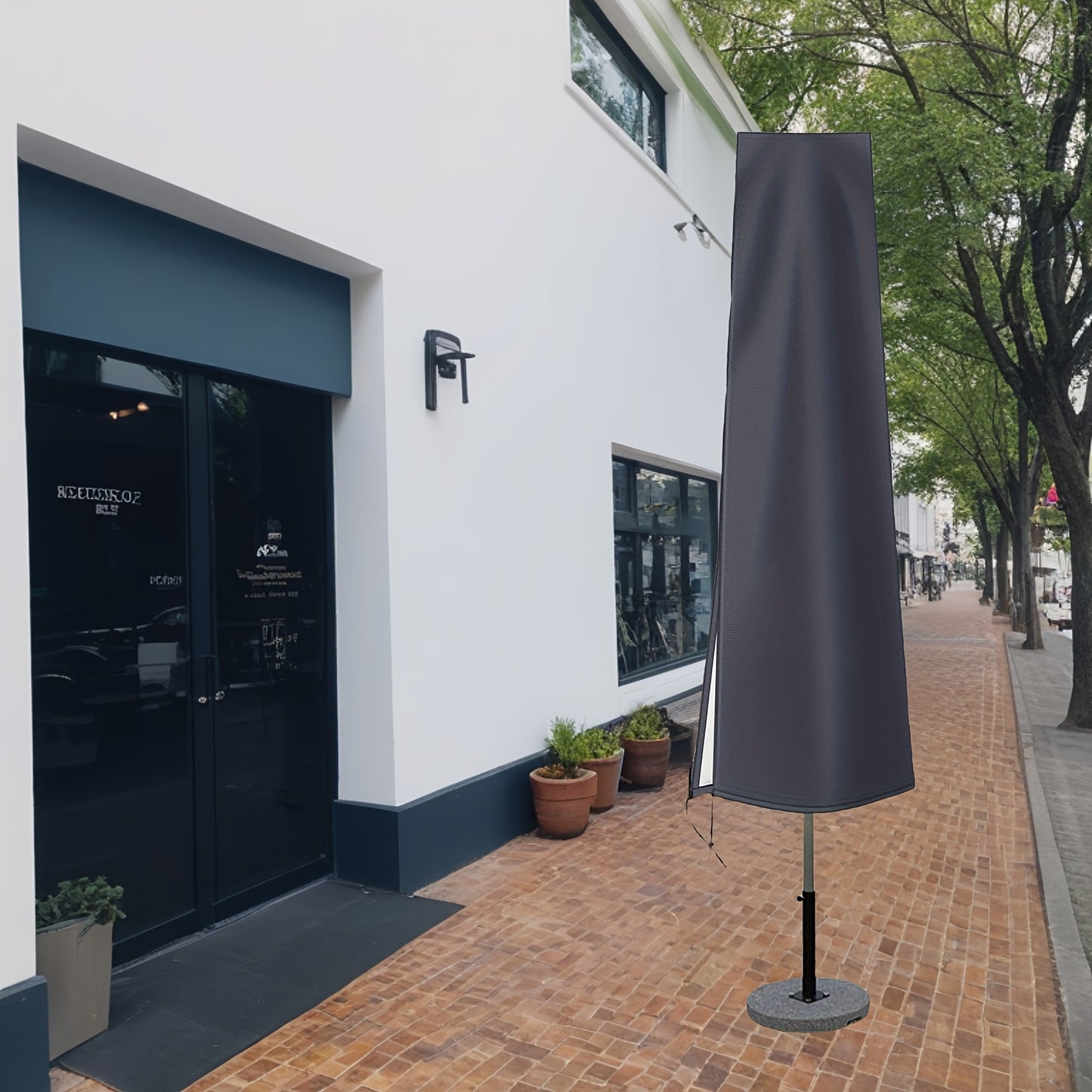 Waterproof Parasol Cover - 1 Piece Black Patio Umbrella Cover, Splashproof, Windproof, Sandproof and UV-Proof, Fits Market Umbrellas with Diameters of 84-128 Inches