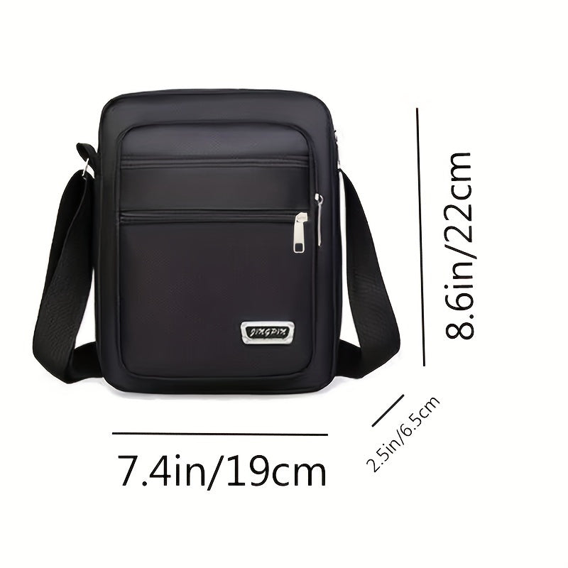 Men's Casual Nylon Crossbody Bag - Adjustable Shoulder Strap, Tassel Detail, Black - Perfect for Daily Commuting and Sports
