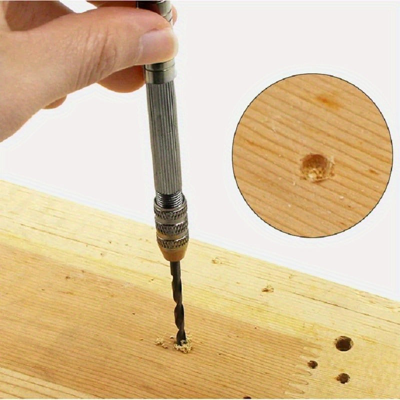Versatile Mini Hand Drill Set with 10 Drill Bits - Great for Jewelry, Resin Crafts and Model Making, Metal Construction