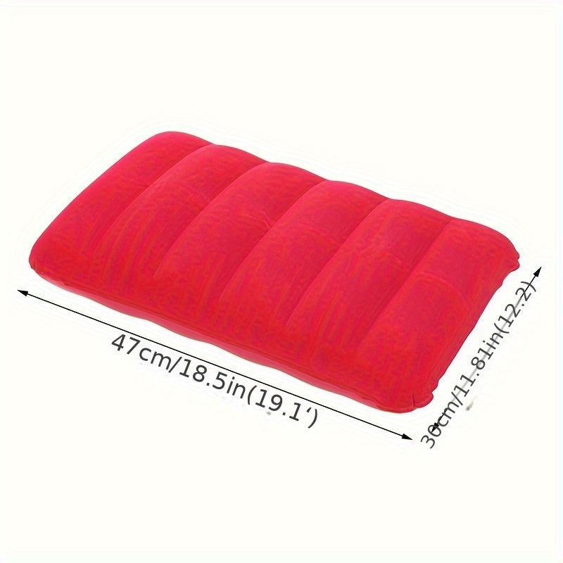 Compact portable inflatable pillow 18.75x11.75 inches - soft, foldable design for travel and home use, easy to inflate, snap closure