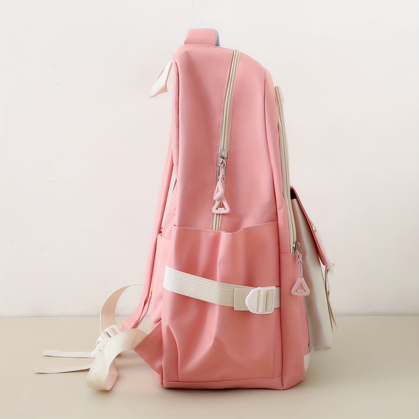 5-Piece Women's Fashion Backpack Set Preppy Style Black Pink Blue Green Purple Oxford Cloth with Adjustable Shoulder Straps and Zipper Closure, Polyester Lining