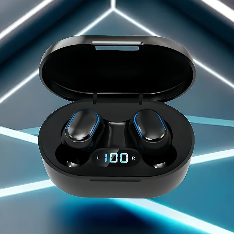 1 pc E7S TWS Wireless Earbuds with LED Display, In-Ear Gaming Headphones, Voice Call Noise Cancellation, App Control, Volume Control, USB Charging, Anti-Tangle Cable, for iPhone/Xiaomi - Adults