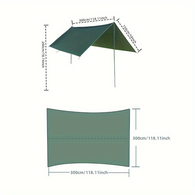 Versatile Orange/Green Canopy Tent Kit with 2 Poles, 8 Grommets, 6 Ground Stakes, 6 Guy Ropes and Storage Bag - Perfect for Outdoor Adventures, Sun and Rain Protection
