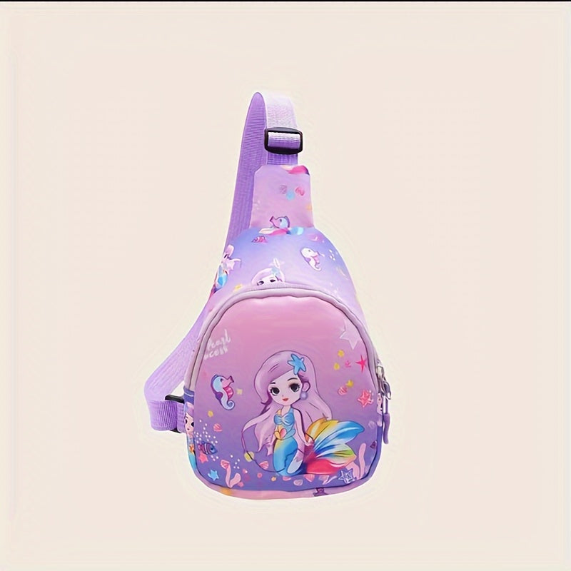 1pcs Girls Mermaid Cartoon Chest Bag, Small Nylon Chest Bag, Ideal for Gifts