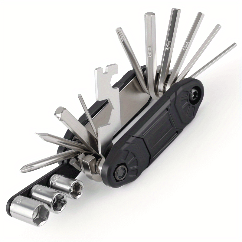 1pcs 16 in 1 Foldable Stainless Steel Rivet Removal Professional Pliers - Multi-purpose Bicycle Repair Tools for Travel, Off-road, Racing, Mountain Biking - Perfect Valentine's Day Gift for Men and Bicycle Lovers