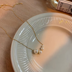 Elegant Synthetic Pearl Pendant Necklace Simple Thin Box Chain Women's Temperament Fashion Jewelry Suitable for Everyday & Special Occasions – Japan and South Korea Inspired No Plating Iron Chain