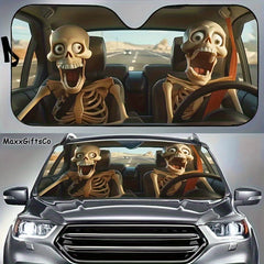 &1pcs Novelty Funny Skull Element Windshield Sunshade with 4 Free Suction Cups Universal Car Front Windshield Sunshade UV Protection Keep Your Vehicle Cool