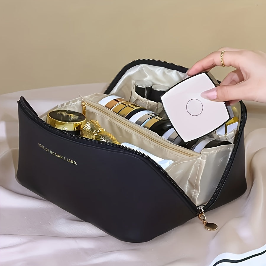 Fashion Faux Leather Pillow Cosmetic Bag, Large Capacity Portable Travel Storage Bag, Waterproof Cosmetic Bag with Compartments, Fragrance-free Multipurpose Cosmetic Bag, Ideal for Christmas, Halloween, Thanksgiving Gifts