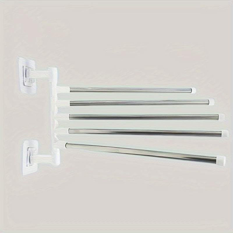 Adjustable Stainless Steel Towel Rack - Wall Mounted, No Drilling Required, with Suction Cup for Bathroom Storage