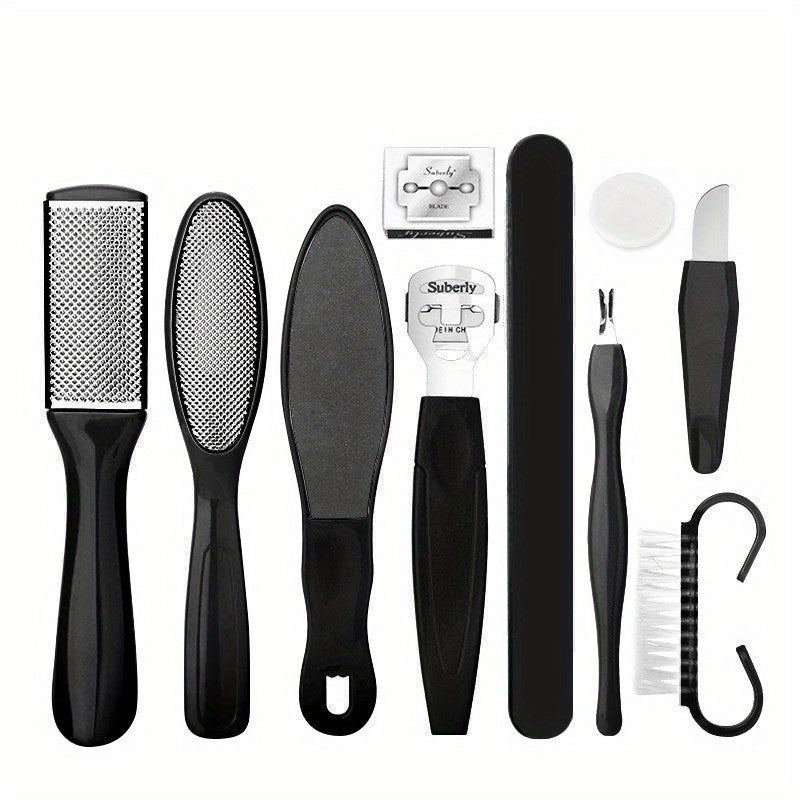 10 Pieces Stainless Steel Foot File Set - Professional Unscented Pedicure Tools for Dead Skin Removal and Foot Care Manicure Essentials