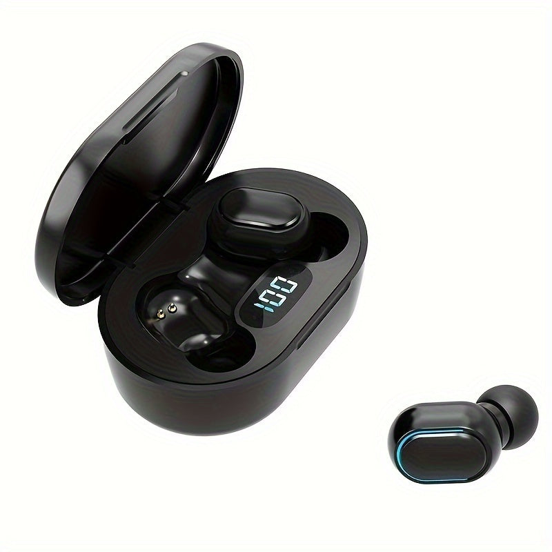 1 pc E7S TWS Wireless Earbuds with LED Display, In-Ear Gaming Headphones, Voice Call Noise Cancellation, App Control, Volume Control, USB Charging, Anti-Tangle Cable, for iPhone/Xiaomi - Adults
