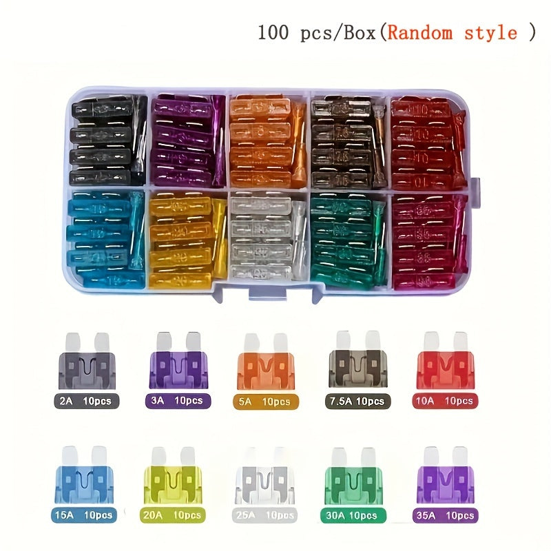 100 Piece Premium Medium Blade Automotive Fuse Combo Kit
