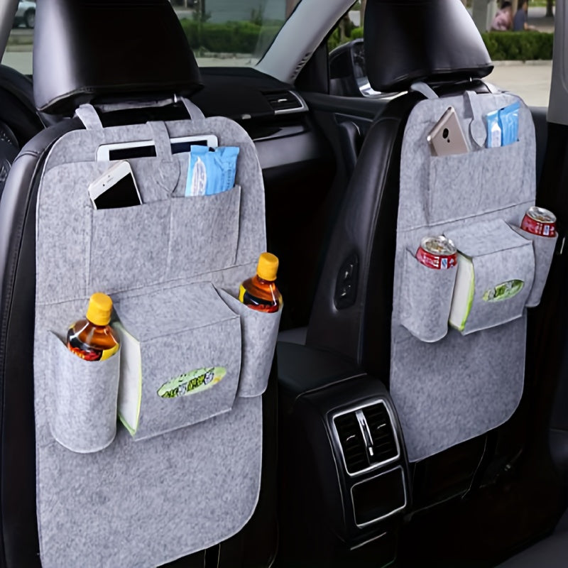 Portable Felt Car Seat Back Multi-Pocket Organizer - Spacious storage space for travel essentials, durable structure, easy installation - Perfect for road trips, family outings and daily commutes