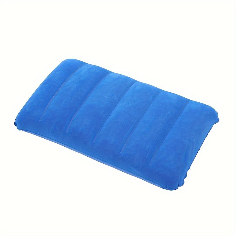 Compact portable inflatable pillow 18.75x11.75 inches - soft, foldable design for travel and home use, easy to inflate, snap closure