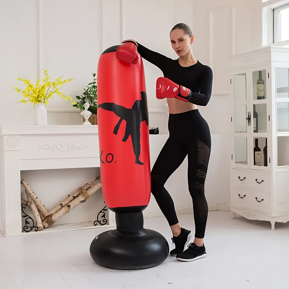Inflatable Punching Bag - Freestanding Boxing, Karate and Taekwondo Training Punching Post - Target Focus Bag for Home Gym Practice Kicks and Punches - Durable PVC Fabric - For Ages 14+