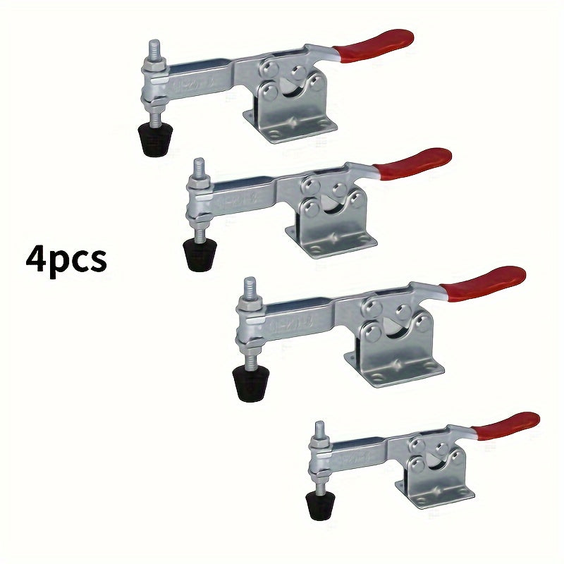 4pcs Heavy Duty GH-201B Toggle Clamps - 100kg Quick Release, Rust-Resistant Steel with Comfort Rubber Handle for DIY Projects & Crafts