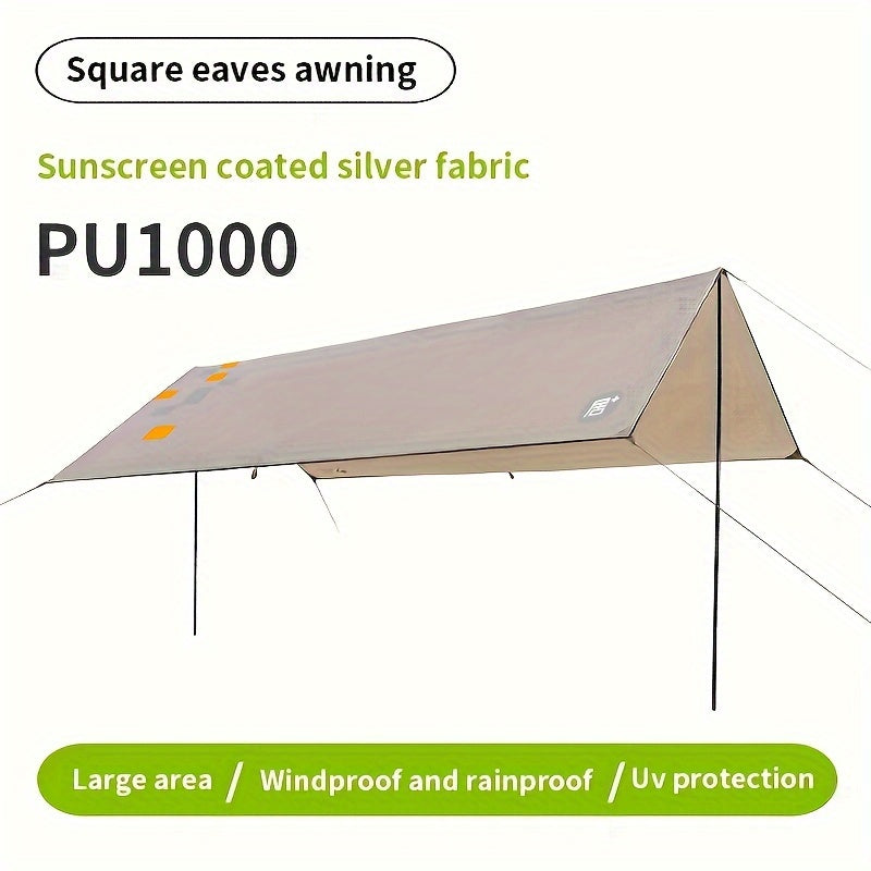 Portable Travel Picnic Sunshade - Waterproof and UV-resistant, Silver-coated fabric, Thickened poles, 82 inches high, Square eaves design, UPF>50, PU1000 - Great for camping, outdoor activities and family gatherings  300*292cm with accessories