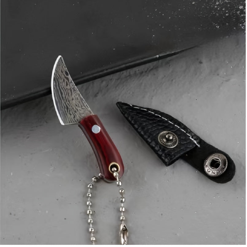 Stainless steel mini toy kitchen knife keychain, express box opening knife, knife with lid