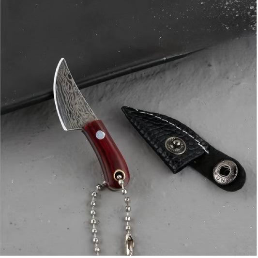 Stainless steel mini toy kitchen knife keychain, express box opening knife, knife with lid