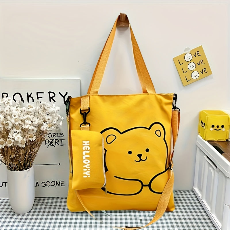 1PC cute cartoon printed handbag, large capacity shoulder bag and coin purse, perfect underarm bag for commuting