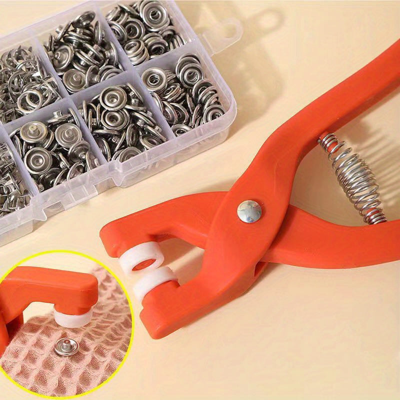 50 Sets, Snap Button Kit with Hand Pressure Pliers & 50pcs Snaps & 1 Clear Box, Stainless Steel Snaps for Sewing, DIY Crafts, Clothes, Hats, Bags - Industrial Sewing Supplies