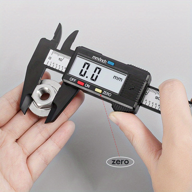 1-Pack Carbon Fiber Digital Vernier Caliper, Electronic LCD Display Micrometer Measuring Tool with Triangular Scale - Precision Gauge, Range 150mm, Accuracy 0.1mm