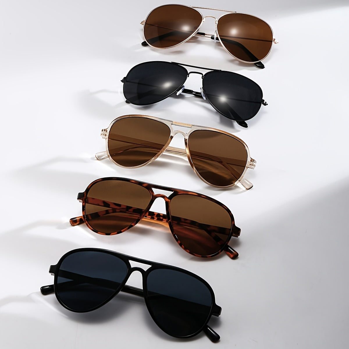 5 pieces of classic metal frame glasses with PC lenses, suitable for hiking and casual style decorative glasses for men and women