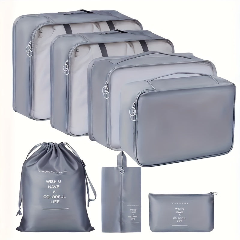 7-piece Ultimate Travel Organizer Set - Spacious and Lightweight Luggage, Shoe Bag, Toiletry Bag and More - The Perfect Multipurpose Packing Solution for Easy Travel