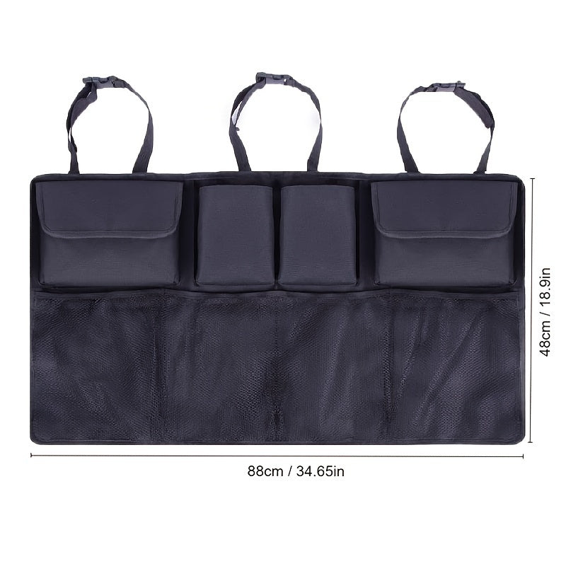 Spacious Oxford Cloth Car Trunk Storage Bag - Durable hanging bag for organized car storage - easy access and visibility