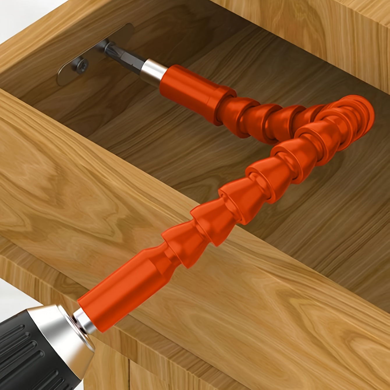 1-piece orange drill flexible shaft adapter - Sturdy universal joint for tight spaces - Multifunctional screwdriver extension bracket with safety connecting rod