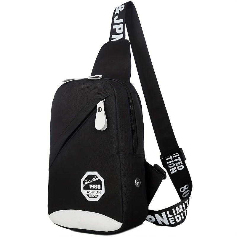 Fashion Black Nylon Women's Crossbody Bag - Lightweight Adjustable Shoulder Strap Crossbody Chest Bag with Tassel Decoration