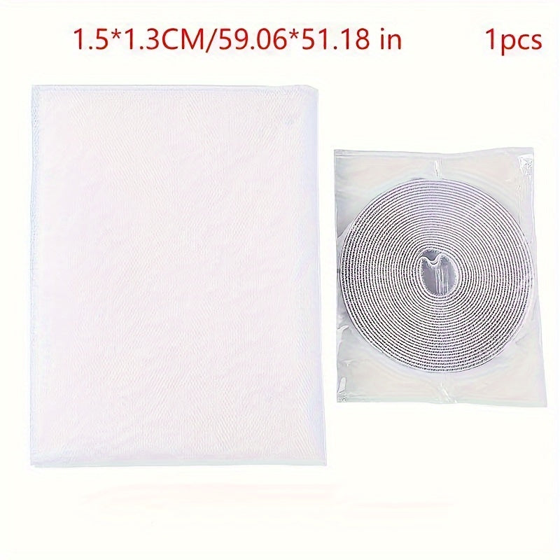 Traditional Style Adhesive DIY Window Screen Net Curtain Set with Hooks and Tape, Cuttable Mosquito Screen for Multiple Windows, Home Decoration Accessories - 1 Set
